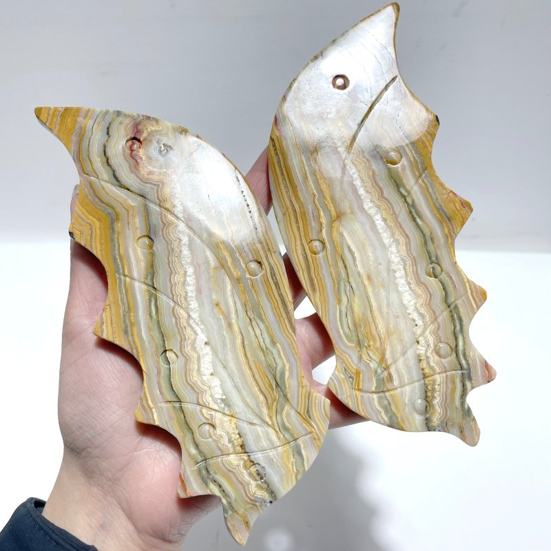 2 Pairs Flying Dragon Wing With Stand Crazy Agate Sakura Flower Agate - Wholesale Crystals