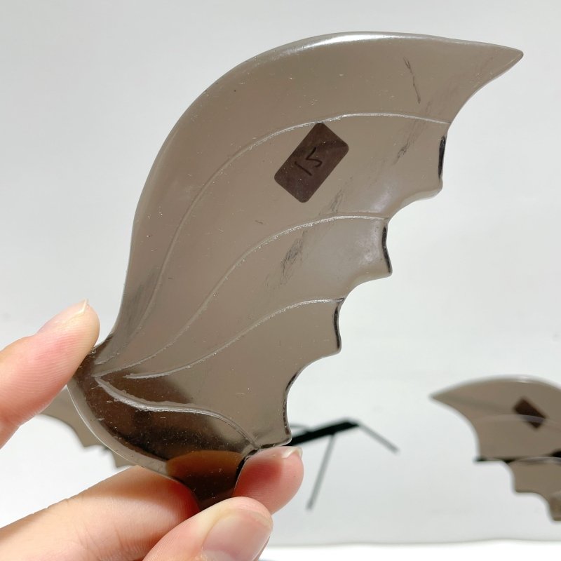 2 Pairs Ice Obsidian Flying Dragon Wing With Stand - Wholesale Crystals