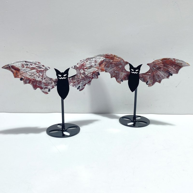 2 Pairs Morocco Agate Owl Wing Carving With Stand - Wholesale Crystals