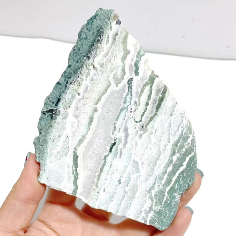 2 Pairs Stripe Moss Agate Slab Butterfly Wing With Stand - Wholesale Crystals