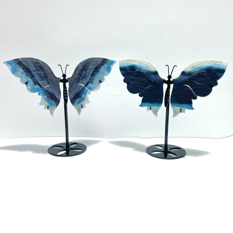 2 Pairs Trolleite Stone Butterfly Wing Carving With Stand - Wholesale Crystals