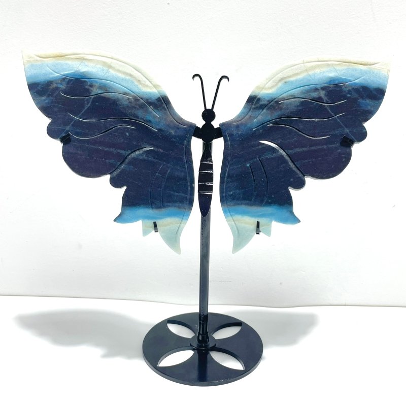 2 Pairs Trolleite Stone Butterfly Wing Carving With Stand - Wholesale Crystals