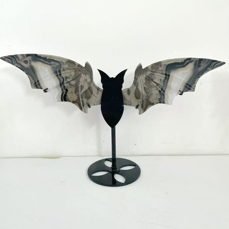 2 Pairs Volcano Agate Bat Wing With Stand (UV - Reactive) - Wholesale Crystals