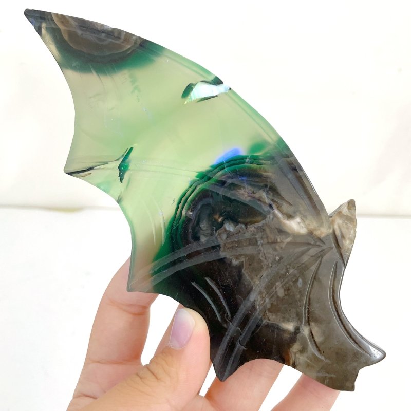 2 Pairs Volcano Agate Bat Wing With Stand (UV - Reactive) - Wholesale Crystals