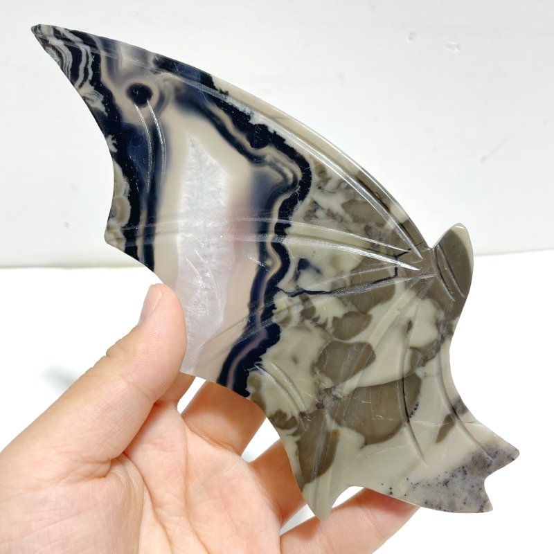 2 Pairs Volcano Agate Bat Wing With Stand (UV - Reactive) - Wholesale Crystals