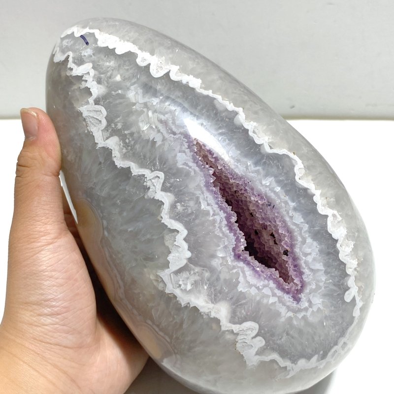 2 Pieces Amethyst Mixed Geode Agate Dinosaur Egg With Stand - Wholesale Crystals