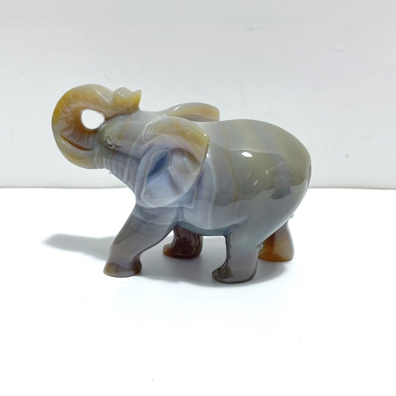 2 Pieces Beautiful Geode Agate Druzy Elephant Carving - Wholesale Crystals