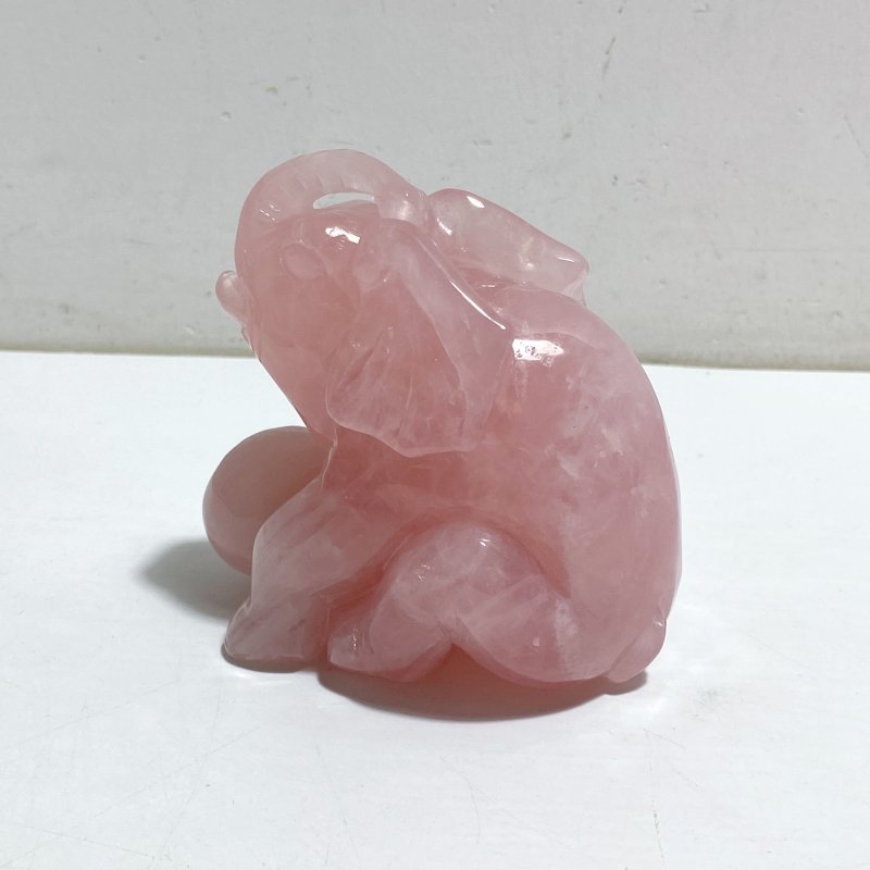 2 Pieces Beautiful Rose Quartz Elephant Carving -Wholesale Crystals