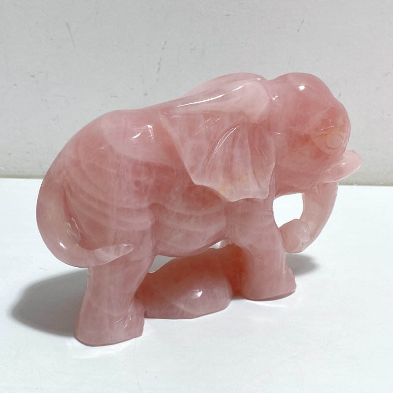 2 Pieces Beautiful Rose Quartz Elephant Carving -Wholesale Crystals
