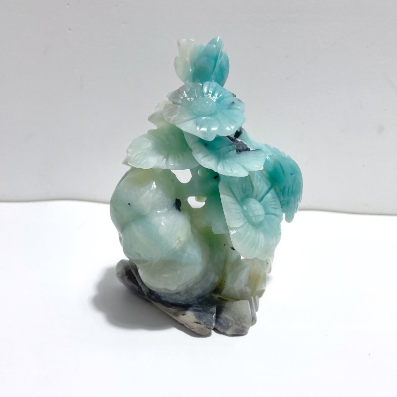 2 Pieces Caribbean Calcite Mixed Pyrite Birds&Flower Carving - Wholesale Crystals