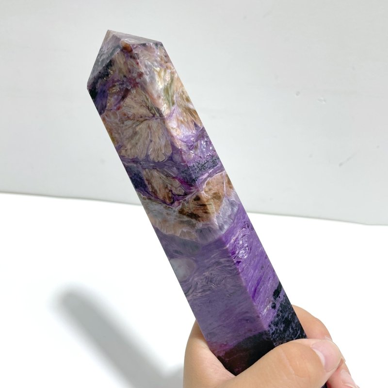2 Pieces Charoite Four - sided Tower For Collection A05 - Wholesale Crystals