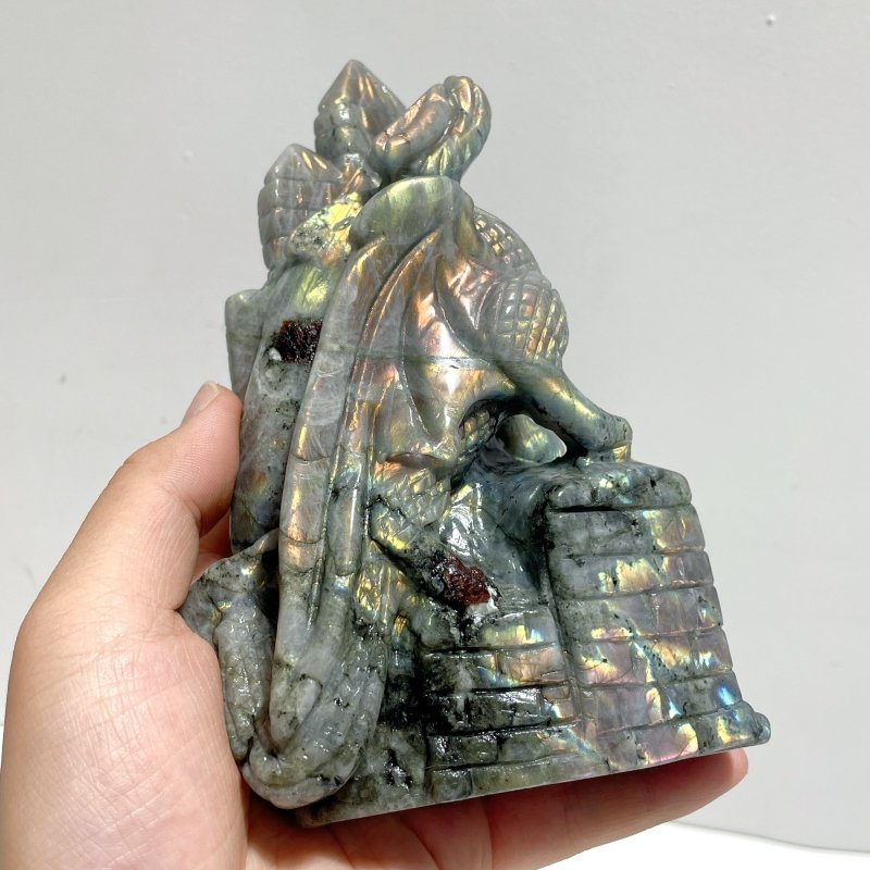2 Pieces Labradorite Flying Dragon Castle Carving - Wholesale Crystals