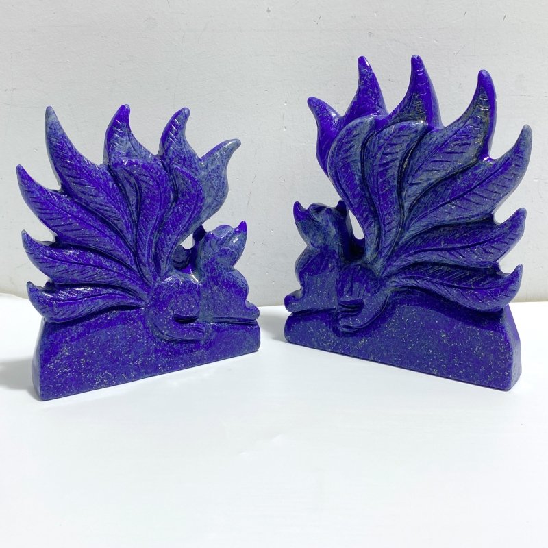2 Pieces Lapis Lazuli Nine-tailed Fox Carving -Wholesale Crystals