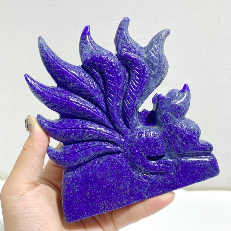 2 Pieces Lapis Lazuli Nine-tailed Fox Carving -Wholesale Crystals