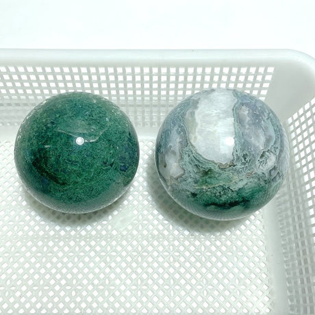 2 Pieces Large Moss Agate Spheres(13 - 14CM) - Wholesale Crystals