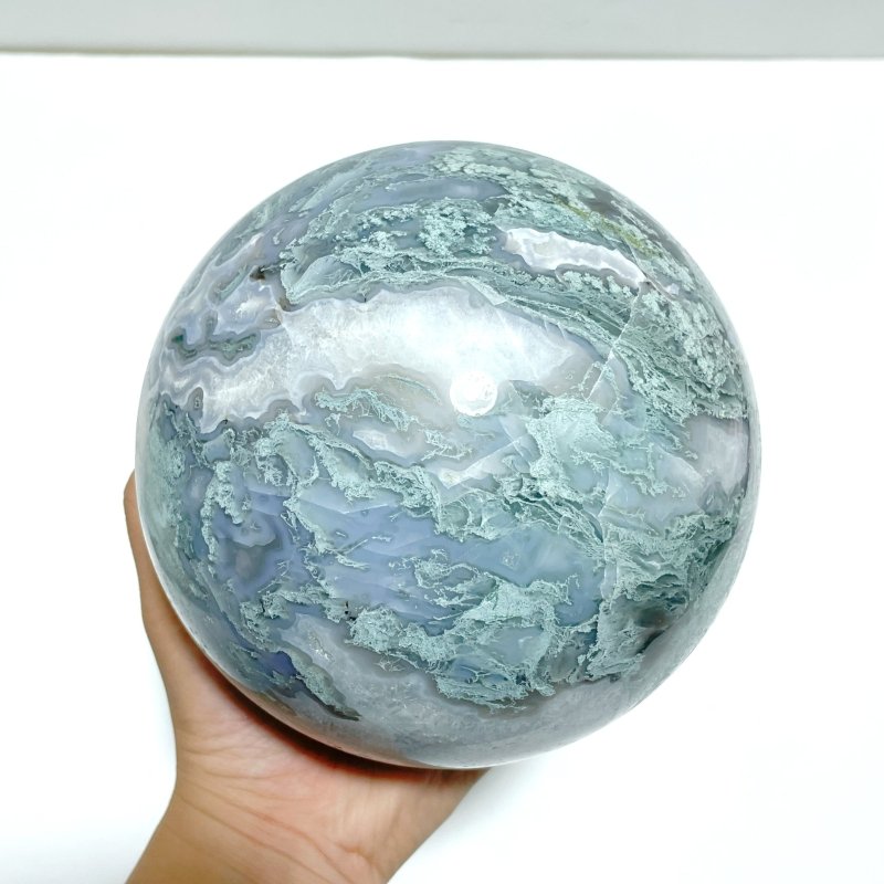 2 Pieces Large Moss Agate Spheres(13 - 14CM) - Wholesale Crystals