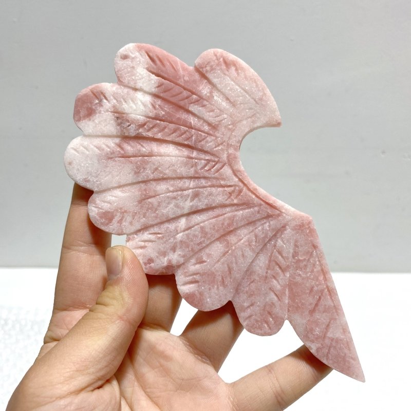 2 Pieces Pink Opal Heart Carving With Stand - Wholesale Crystals