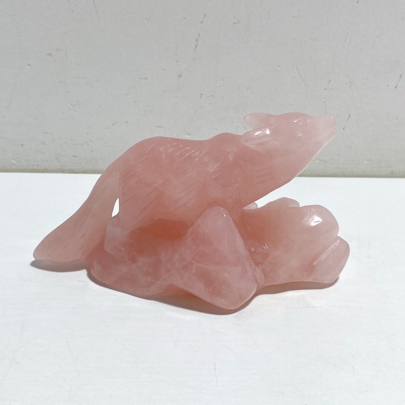 2 Pieces Rose Quartz Wolves Carving -Wholesale Crystals