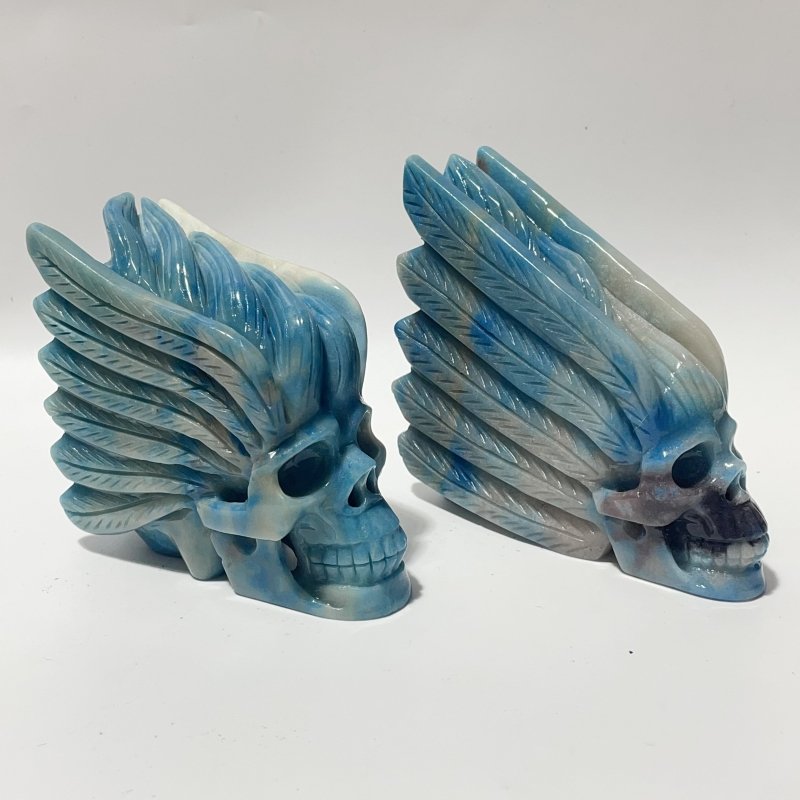 2 Pieces Trolleite Stone Indian Skull Carving - Wholesale Crystals