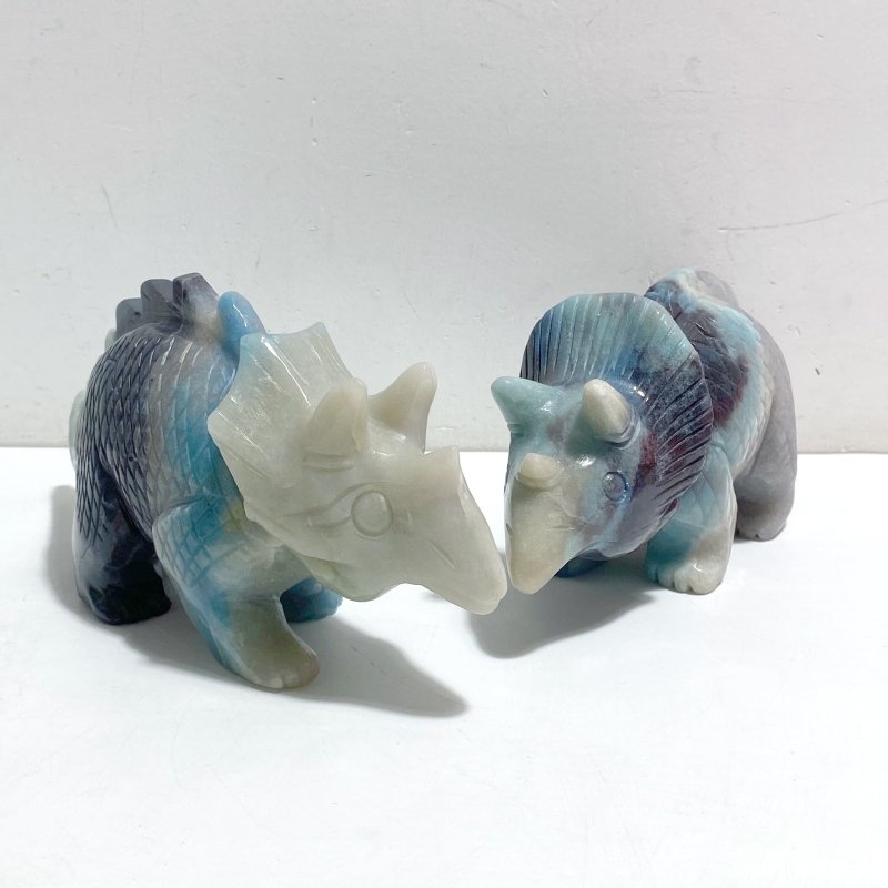 2 Pieces Trolleite Triceratops Three-horned Dinosaur Carving -Wholesale Crystals