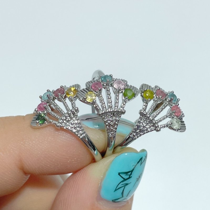 2 Styles Colorful Tourmaline Ring Wholesale - Wholesale Crystals