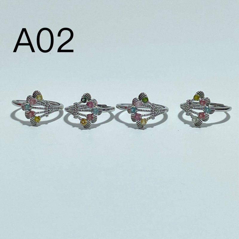 2 Styles Colorful Tourmaline Ring Wholesale - Wholesale Crystals