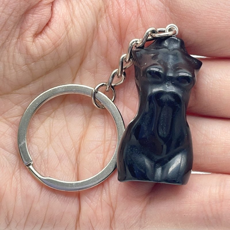 2 Types 4cm Goddess Carving Keychain Yooperlite Obsidian -Wholesale Crystals