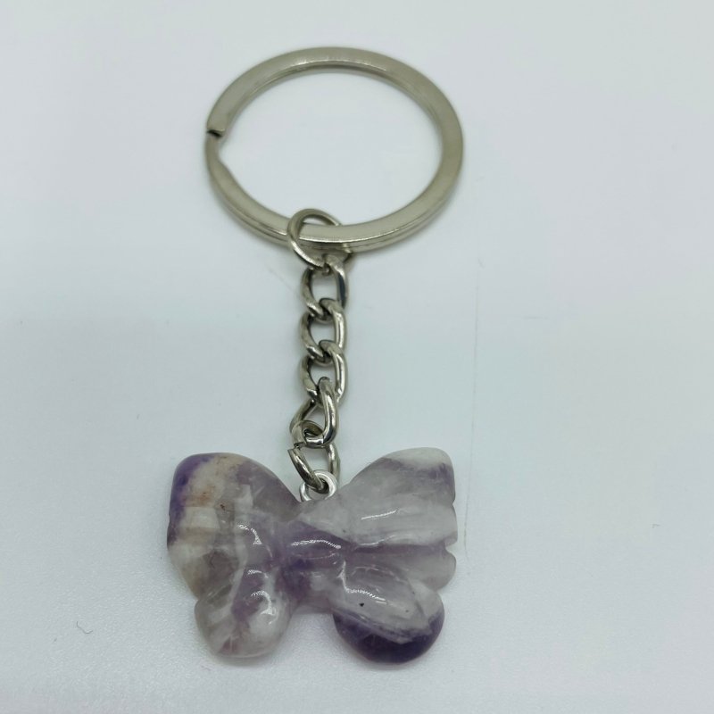 2 Types Butterfly Carving Keychain Wholesale Chevron Amethyst Rose Quartz -Wholesale Crystals