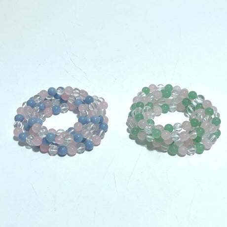 2 Types Clear Quartz Rose Quartz Mixed Angelite Green Aventurine Bracelet Wholesale - Wholesale Crystals