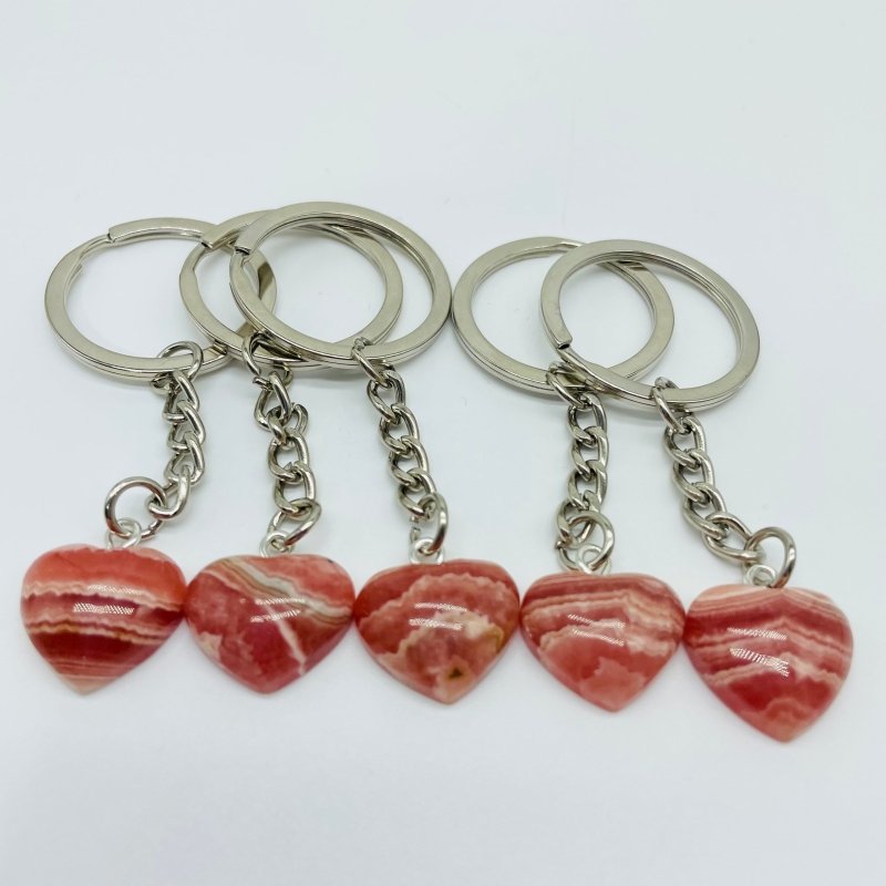 2 Types Heart Keychain Wholesale Larimar Rhodochrosite -Wholesale Crystals