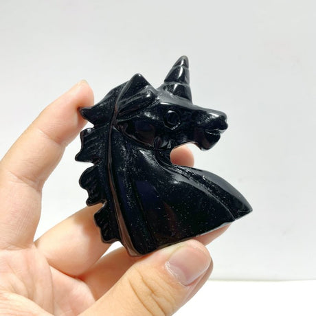 2 Types Large Unicorn Carving Wholesale Black Obsidian Tai Chi Stone - Wholesale Crystals