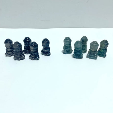 2 Types Small Buddha Carving Wholesale Labradorite Silver Sheen Obsidian - Wholesale Crystals