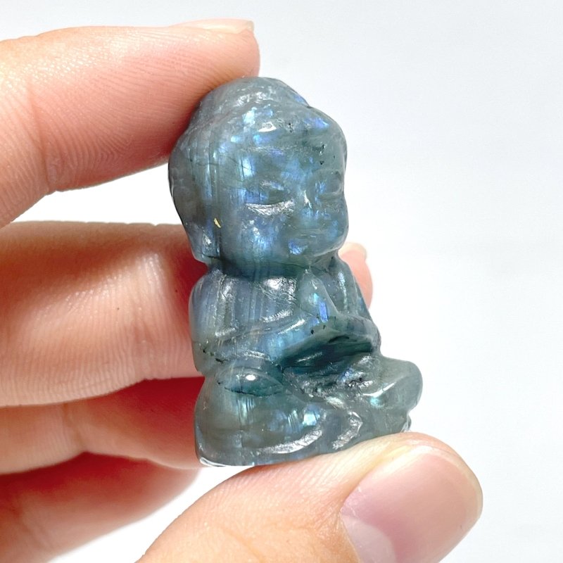 2 Types Small Buddha Carving Wholesale Labradorite Silver Sheen Obsidian - Wholesale Crystals