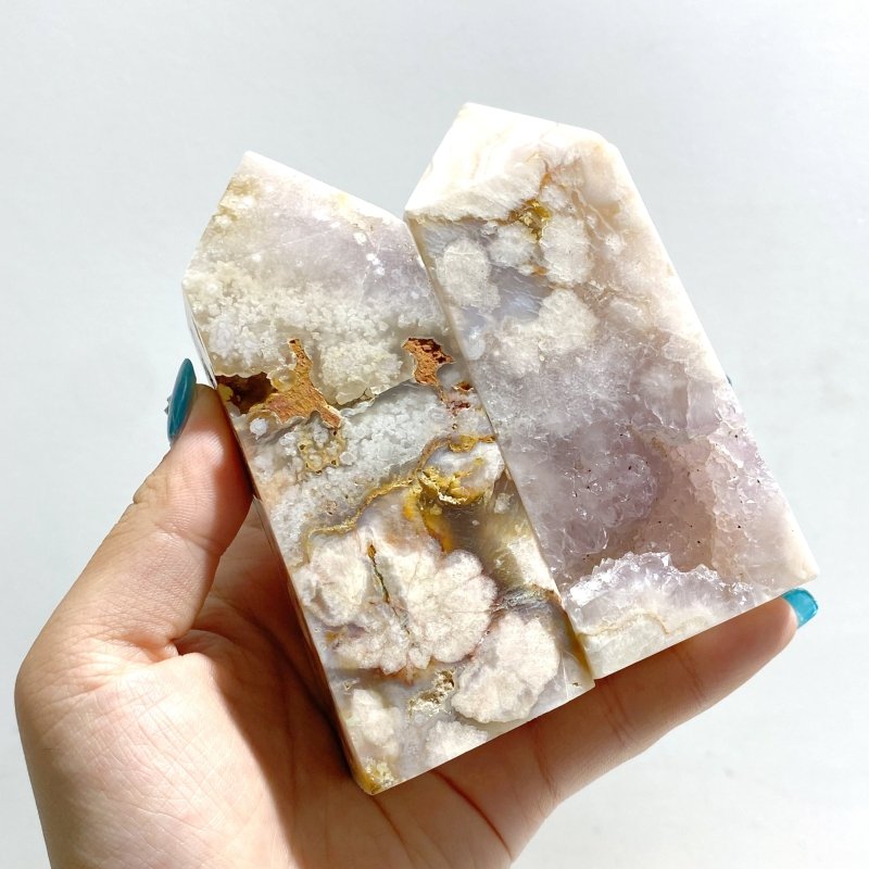20 Pieces Geode Sakura Flower Agate Tower Points - Wholesale Crystals