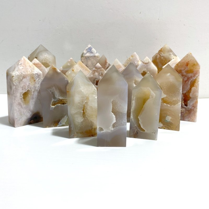 20 Pieces Geode Sakura Flower Agate Tower Points - Wholesale Crystals