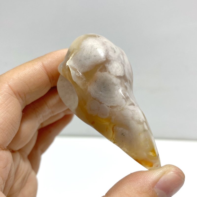 20 Pieces Sakura Flower Agate Crow Skull Carving - Wholesale Crystals