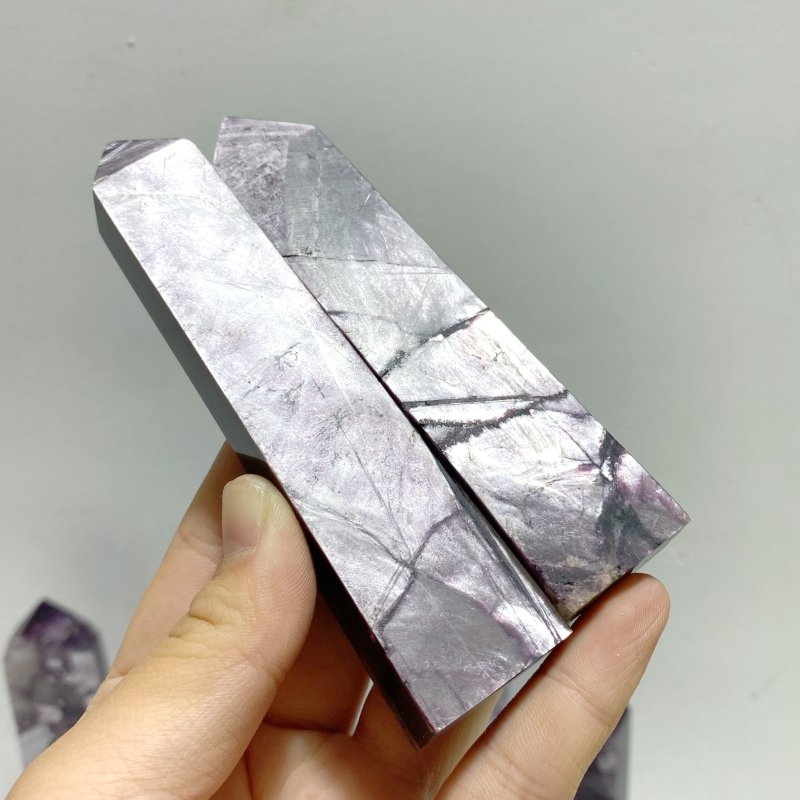 21 Pieces Purple Spark Lepidolite Four - Sided Tower - Wholesale Crystals