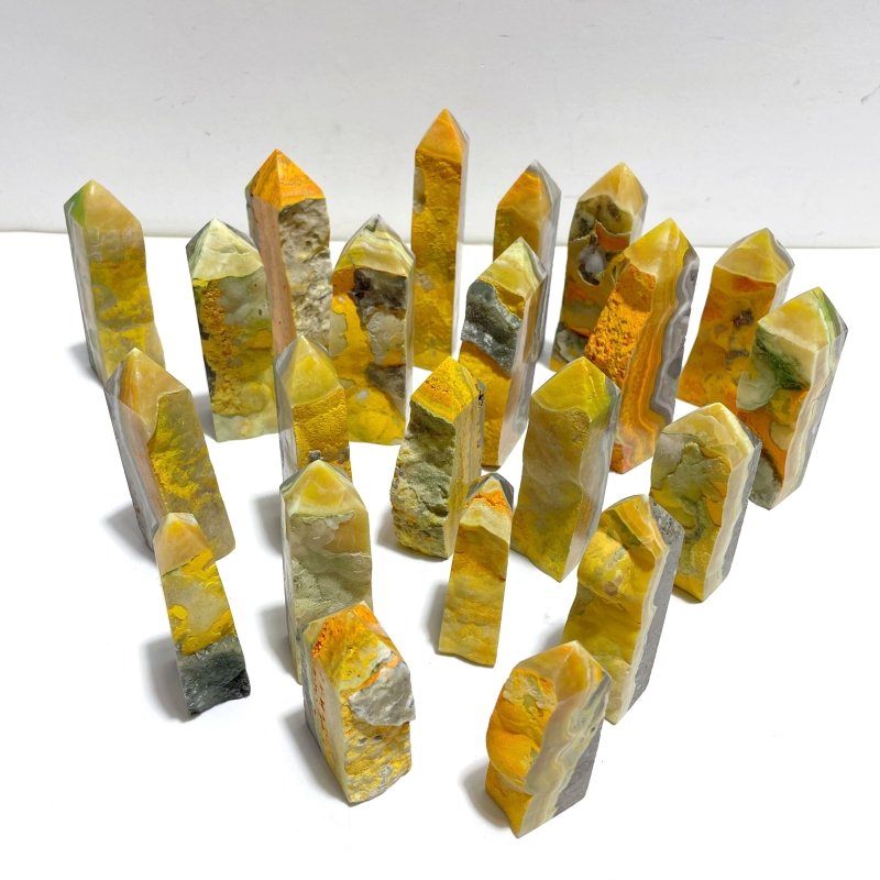 22 Pieces Deep Yellow Bumble Bee Jasper Raw Side Point - Wholesale Crystals