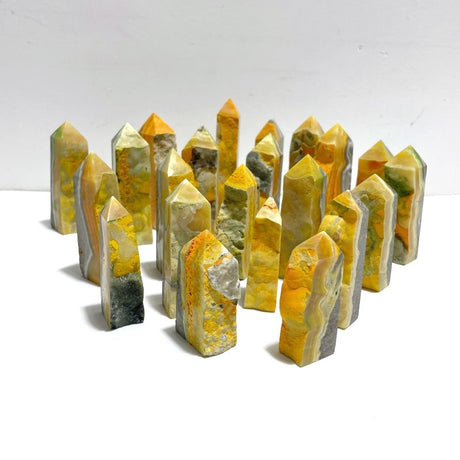22 Pieces Deep Yellow Bumble Bee Jasper Raw Side Point - Wholesale Crystals