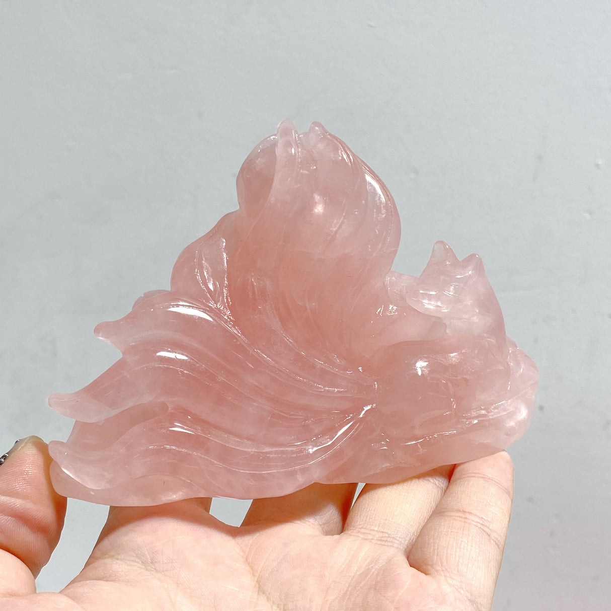 4 Pieces Rose Quartz Nine-tailed fox Carving
