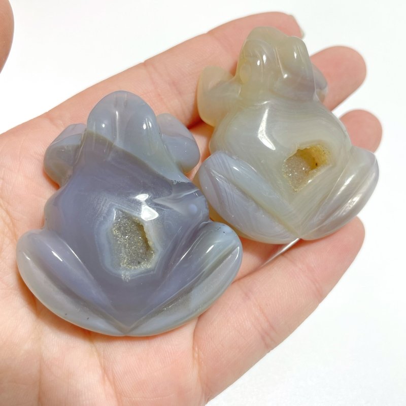 23 Pieces Geode Druzy Agate Frog Carving - Wholesale Crystals