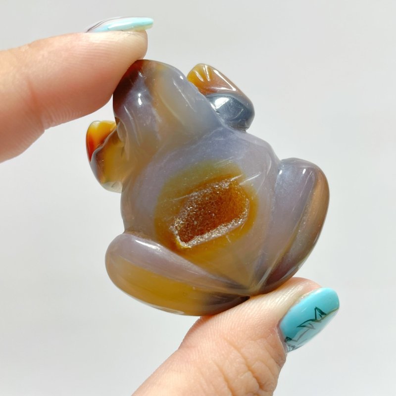 23 Pieces Geode Druzy Agate Frog Carving - Wholesale Crystals