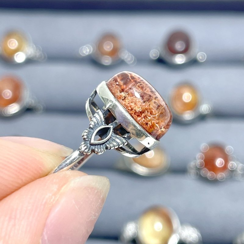 24 Pieces Beautiful S925 Sterling Silver Garden Quartz Different Styles Ring - Wholesale Crystals