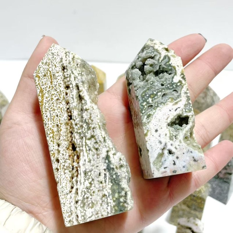 24 Pieces Beautiful Vein Ocean Jasper Four - sided Tower Points - Wholesale Crystals