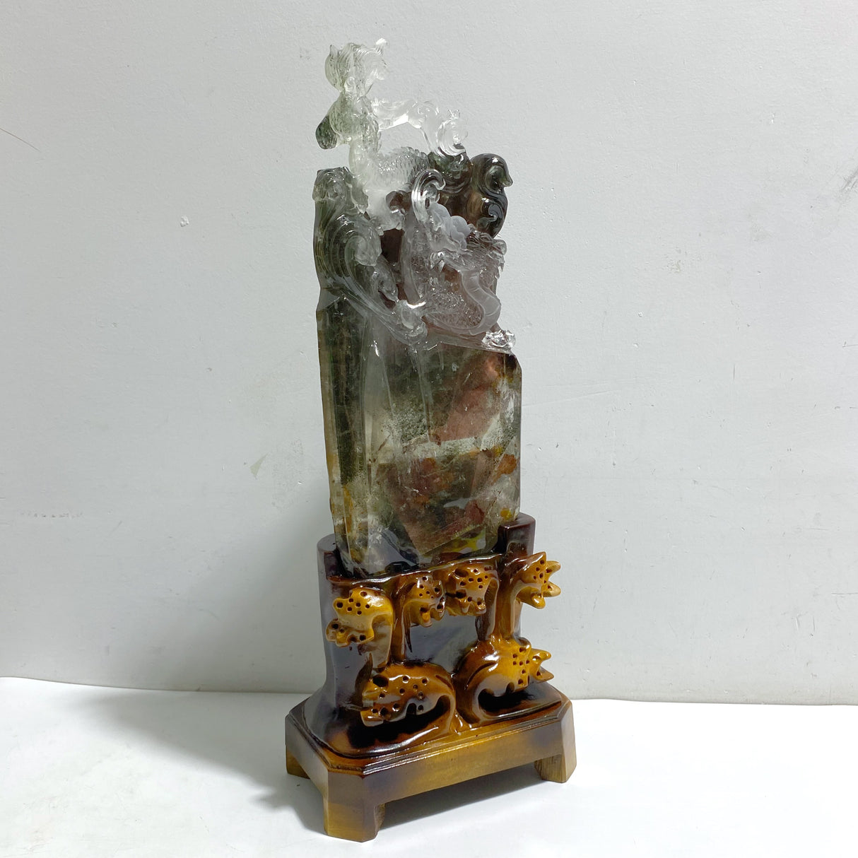 Unique Chinese Dragon Garden Quartz Carving Home Decor