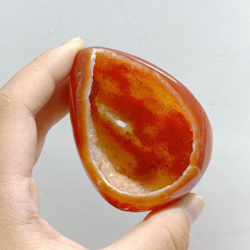 25 Pieces Geode Druzy Carnelian Eggs - Wholesale Crystals