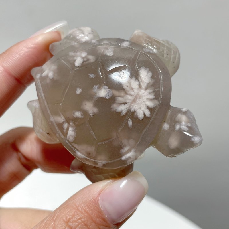 26 Pieces High Quality Sakura Flower Agate Sea Turtle Carving - Wholesale Crystals