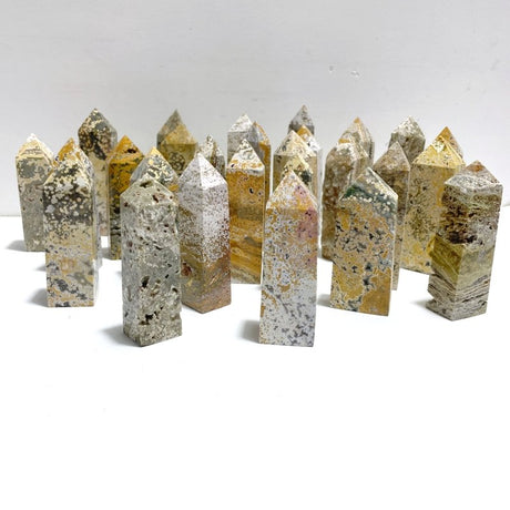 27 Pieces Beautiful Vein Ocean Jasper Four - sided Tower Points - Wholesale Crystals