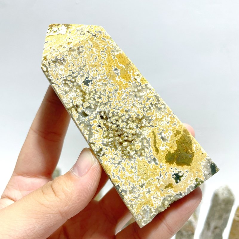 27 Pieces Beautiful Vein Ocean Jasper Four - sided Tower Points - Wholesale Crystals