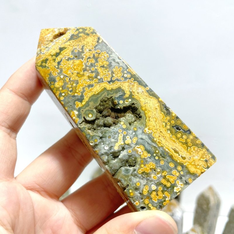 27 Pieces Beautiful Vein Ocean Jasper Four - sided Tower Points - Wholesale Crystals